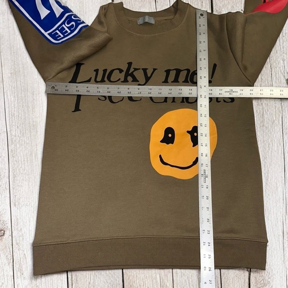 Lucky Me I See Ghosts Mens Brown/Khaki Graphic Pullover Sweatshirt Sz S - Picture 7 of 10